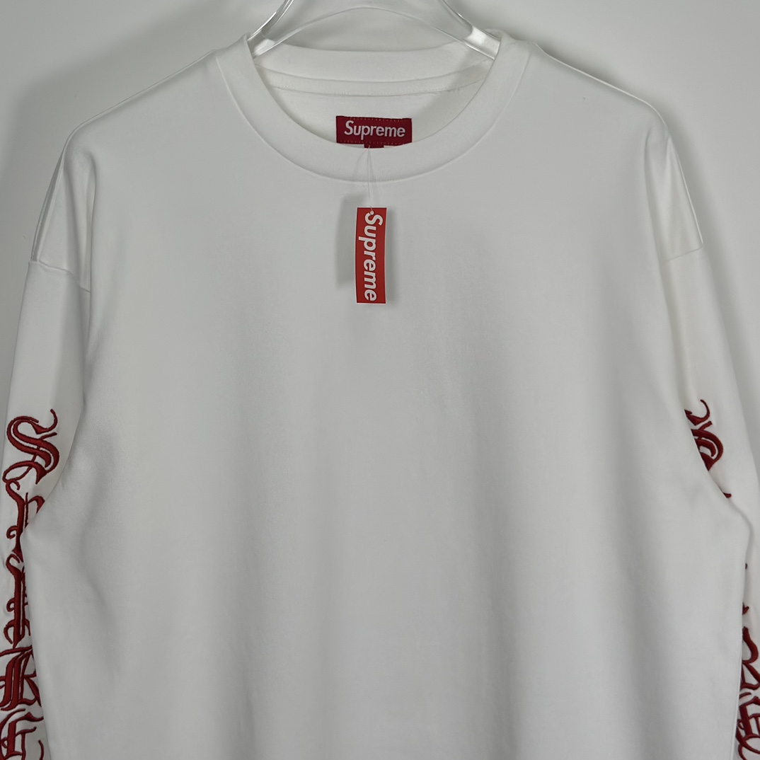  Supreme SS24 WEEK3  袖子刺绣 微标 梵文 圆领 长袖 T恤 男女同款  SUP-FW24-058