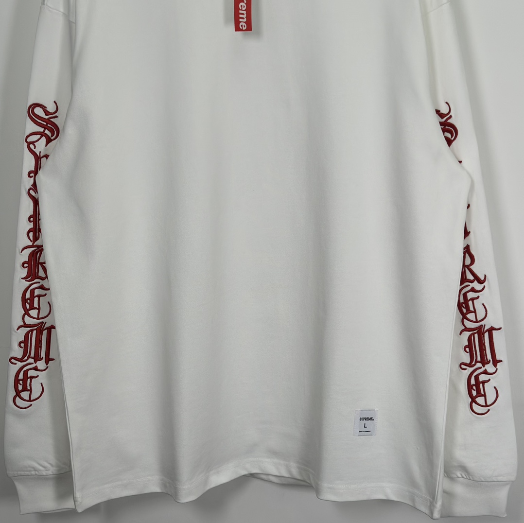  Supreme SS24 WEEK3  袖子刺绣 微标 梵文 圆领 长袖 T恤 男女同款  SUP-FW24-058