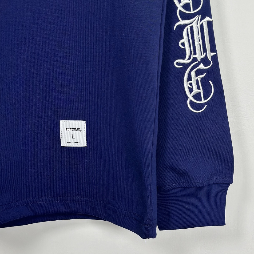  Supreme SS24 WEEK3  袖子刺绣 微标 梵文 圆领 长袖 T恤 男女同款  SUP-FW24-058