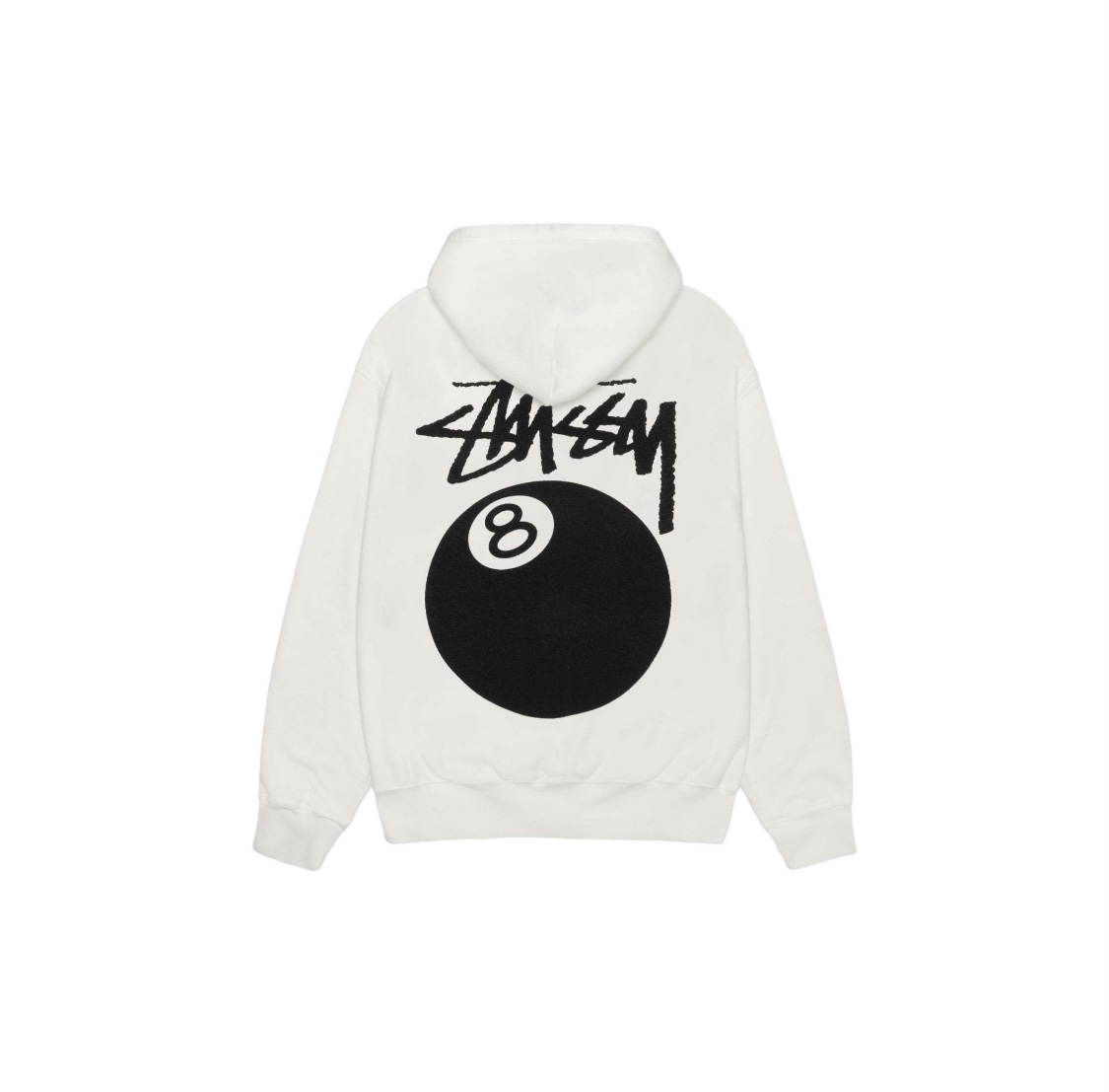  Stussy  SS24 斯图西  做旧 趣味黑8号 拉链 字母logo印花拉链连帽卫衣 长袖  