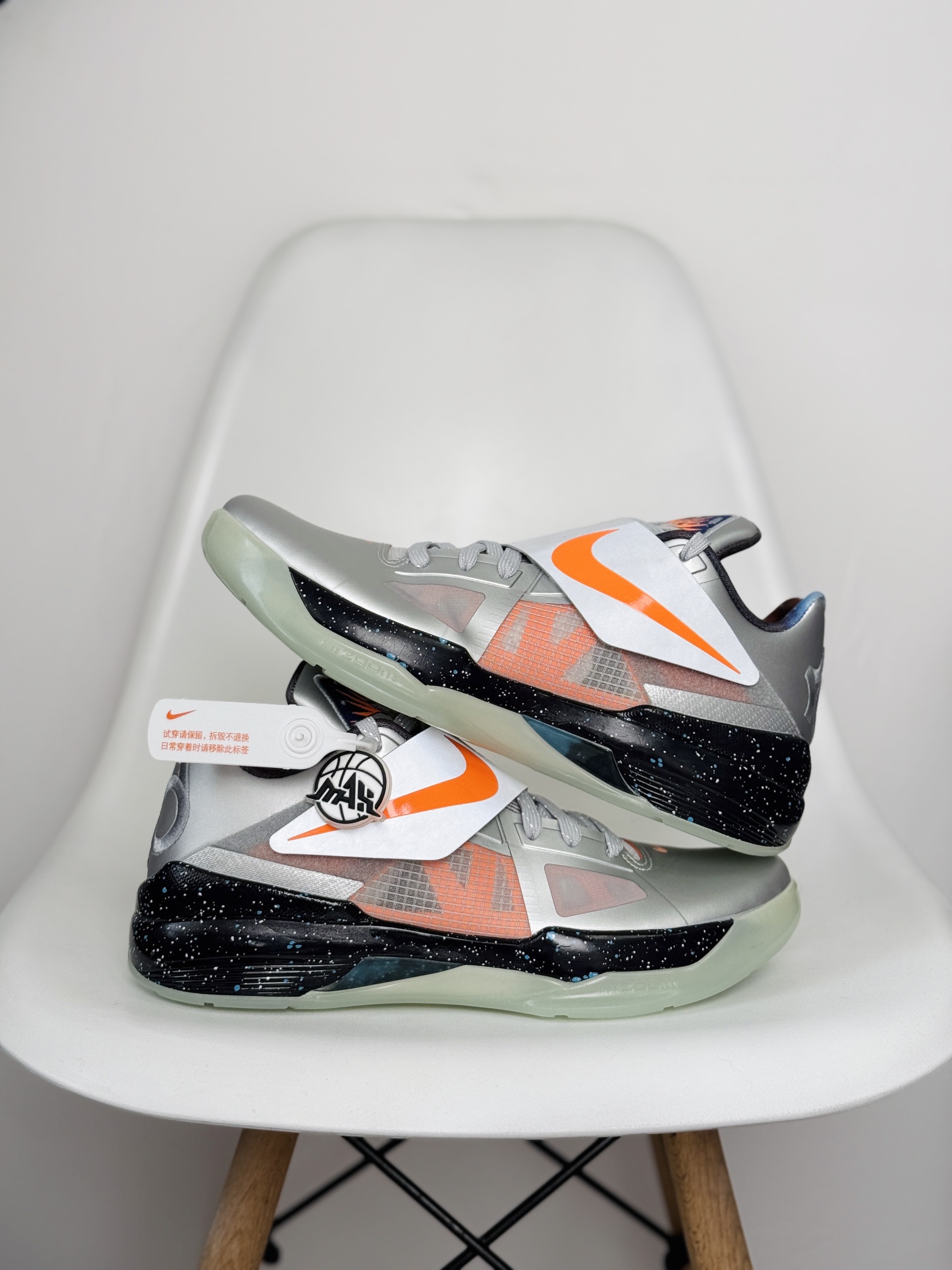 灭世纯原 KD4 Galaxy 杜兰特4代 低筒 前后气垫 缓震休闲 篮球鞋 波鞋 男款 黑银色 FD2635-001
