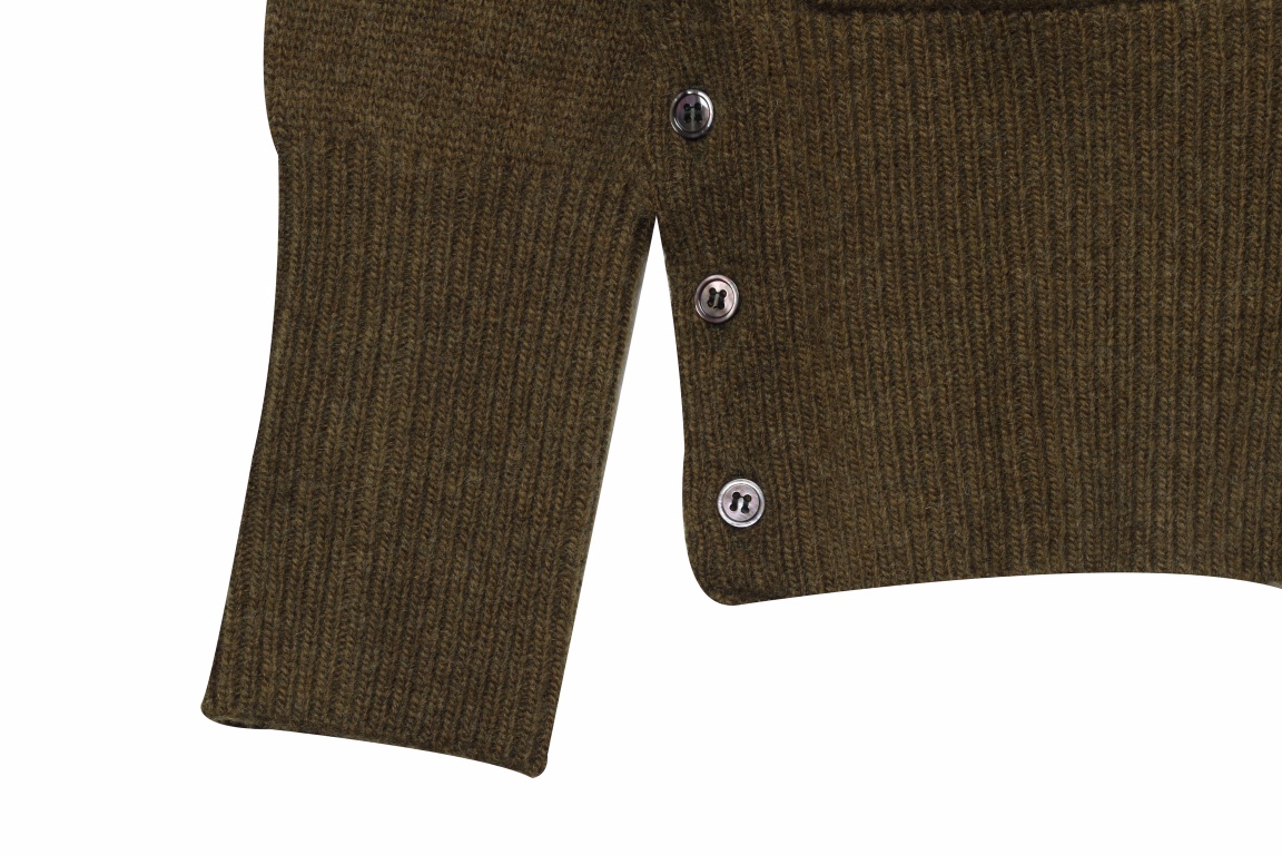  Thom Browne 四杠 开衫 条纹提花羊毛衫  针织衫 开衫 毛衣 外套 长袖 男女同款 军绿色