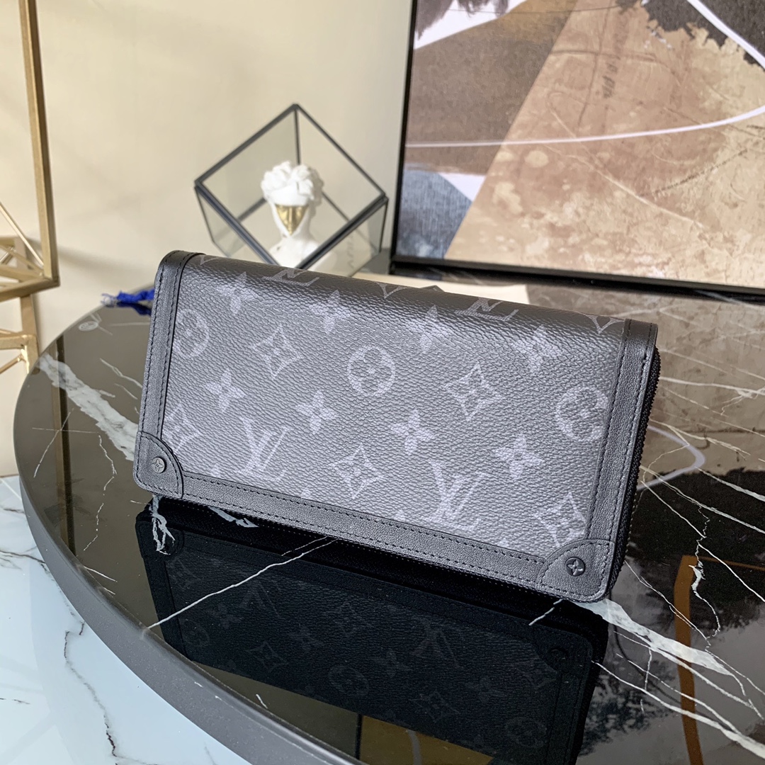  LOUIS VUITTON Zippy Wallet Trunk Eclipse LV 路易威登  钱包  长夹 哑光灰黑色 M80558