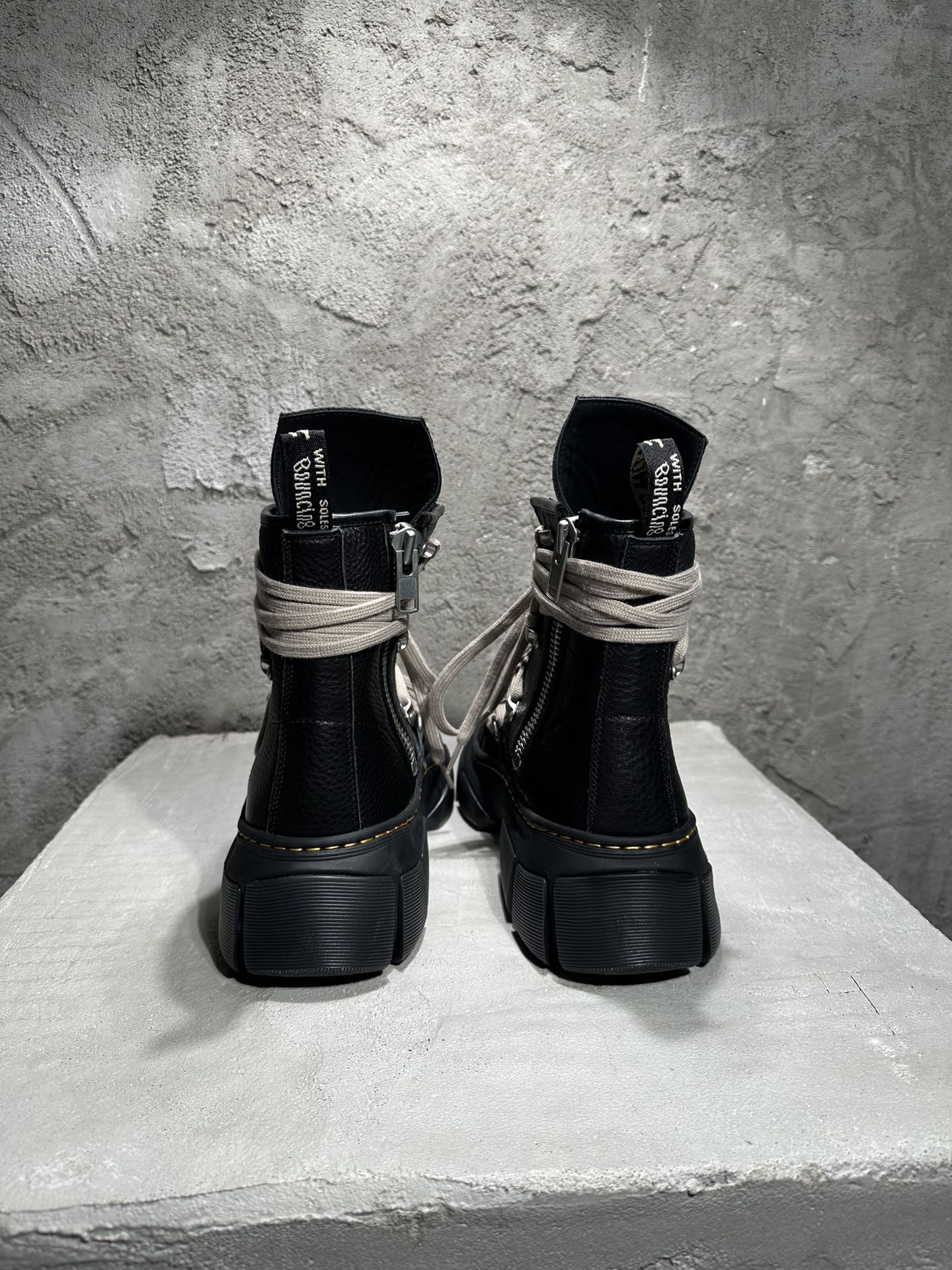  RICK OWENS RO  Dr.Martnes 高筒 板鞋 休闲鞋 男鞋 女鞋 波鞋  皮質 黑色 