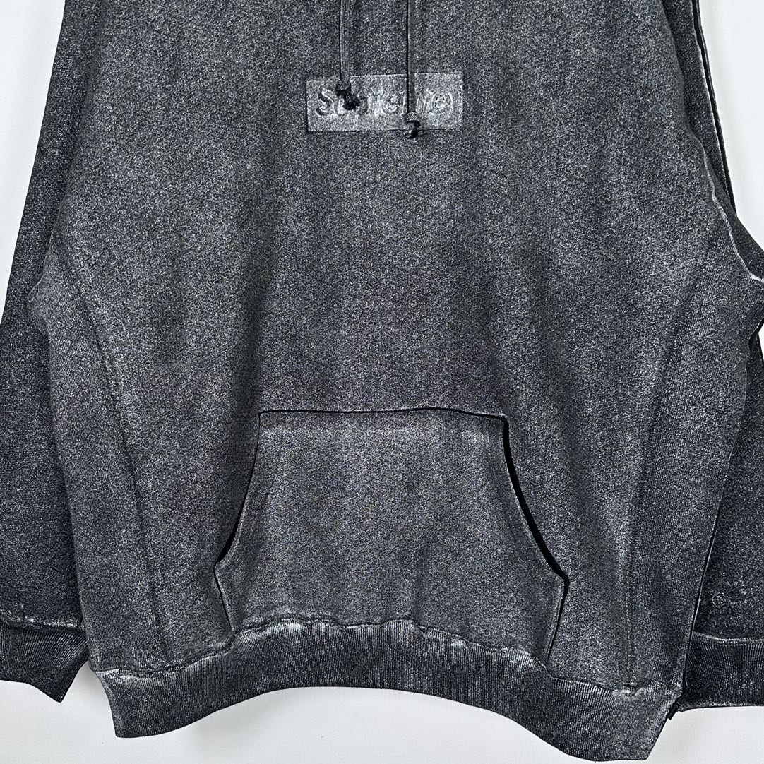 Supreme x MM6 Maison Margiela  马吉拉 FOIL BOX LOGO SWEATSHIRT 连帽 加绒长袖 黑色 灰色 SS24sw33