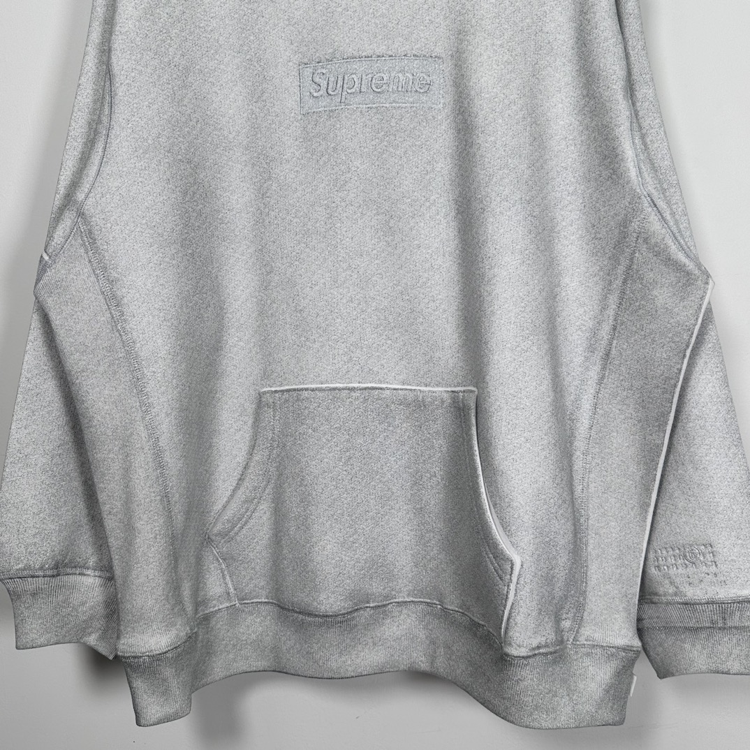 Supreme x MM6 Maison Margiela  马吉拉 FOIL BOX LOGO SWEATSHIRT 连帽 加绒长袖 黑色 灰色 SS24sw33