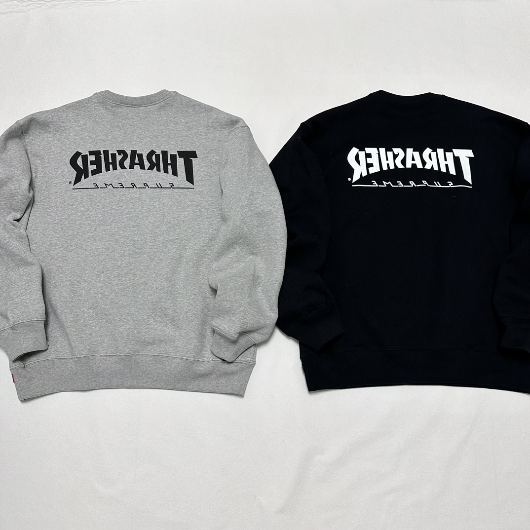  Supreme THRASHER FW24 WEEK6 Crewneck 圆领 人物 加绒 长袖卫衣  黑色 灰色  SUP-FW24-126