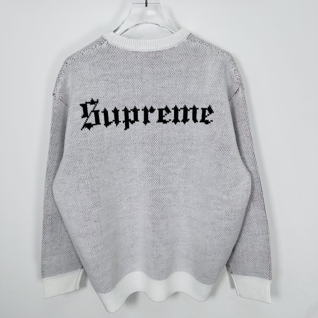   Supreme FW24 WEEK8 Show White Sweater 圆领 毛衣 人物 加绒 长袖卫衣  白雪公主 黑色 灰色