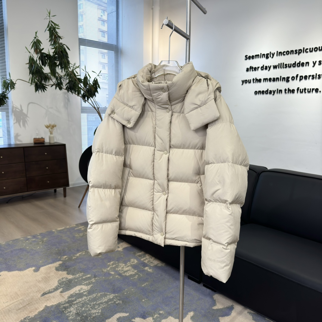 Lululemon 露露乐蒙 Wunder Puff 纯色拉链连帽长袖短款五格羽绒服 凤搂 女款 浅驼色