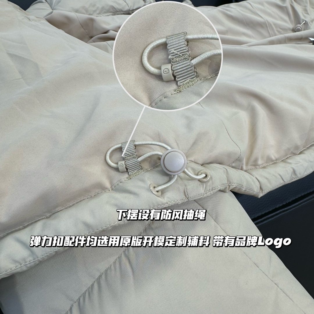  Lululemon 露露乐蒙 Wunder Puff 纯色拉链连帽长袖短款五格羽绒服 凤搂 女款 骨白