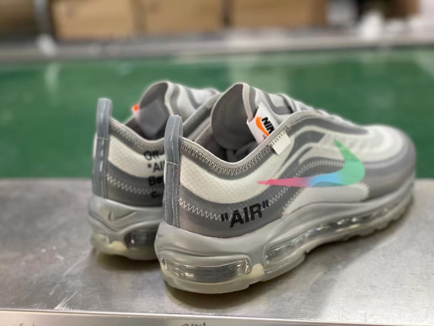  OFF-WHITE Air Max 97 Menta THE TEN  低筒 气垫跑步鞋 休闲鞋 男鞋 女鞋 波鞋  银色彩虹  AJ4585-101