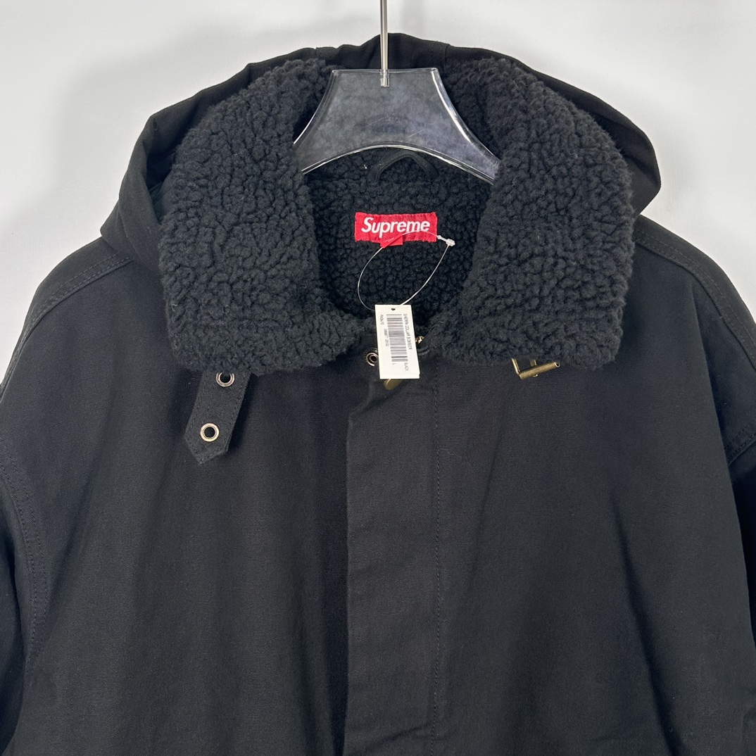 Supreme FW24 WEEK6 Faux Shearling Jacket 纯色贴边口袋全拉链开合夹克 保暖 羊羔 外套 长袖 男女同款 三色 SUP-FW24-110