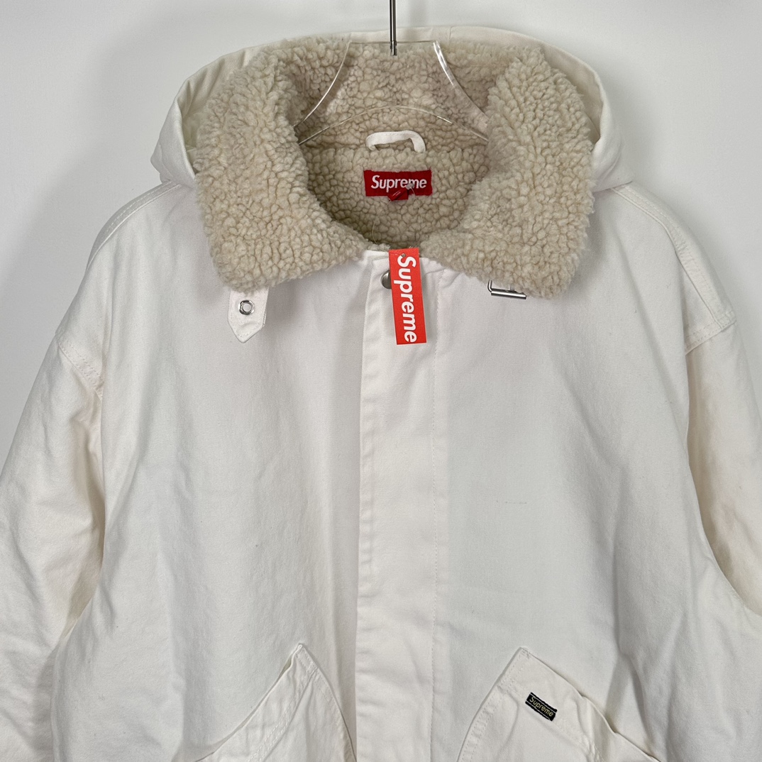 Supreme FW24 WEEK6 Faux Shearling Jacket 纯色贴边口袋全拉链开合夹克 保暖 羊羔 外套 长袖 男女同款 三色 SUP-FW24-110