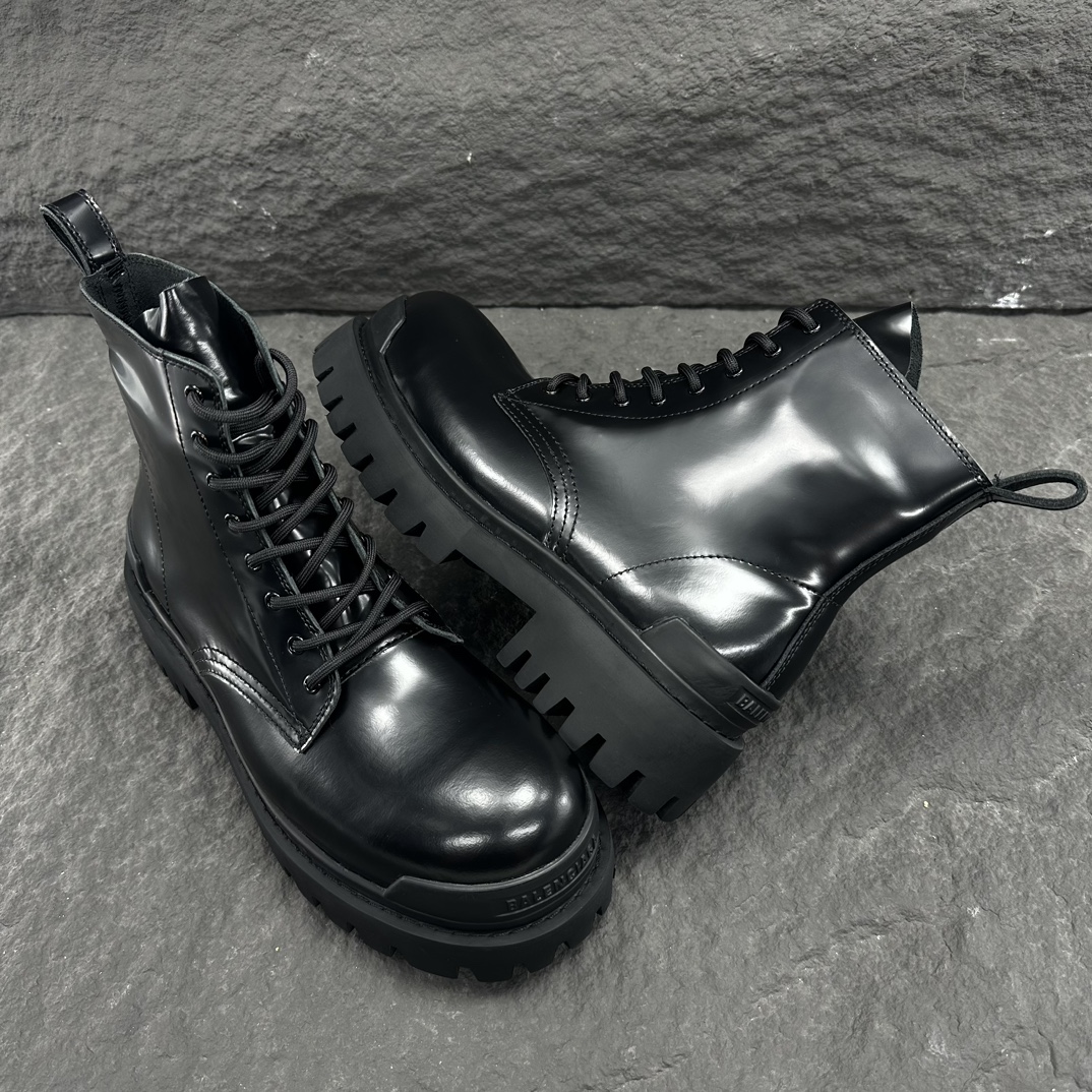 Balenciaga 巴黎世家 STRIKE  光滑 高筒 小牛皮 德比鞋 皮鞋 增高 休闲鞋 男鞋 黑色  