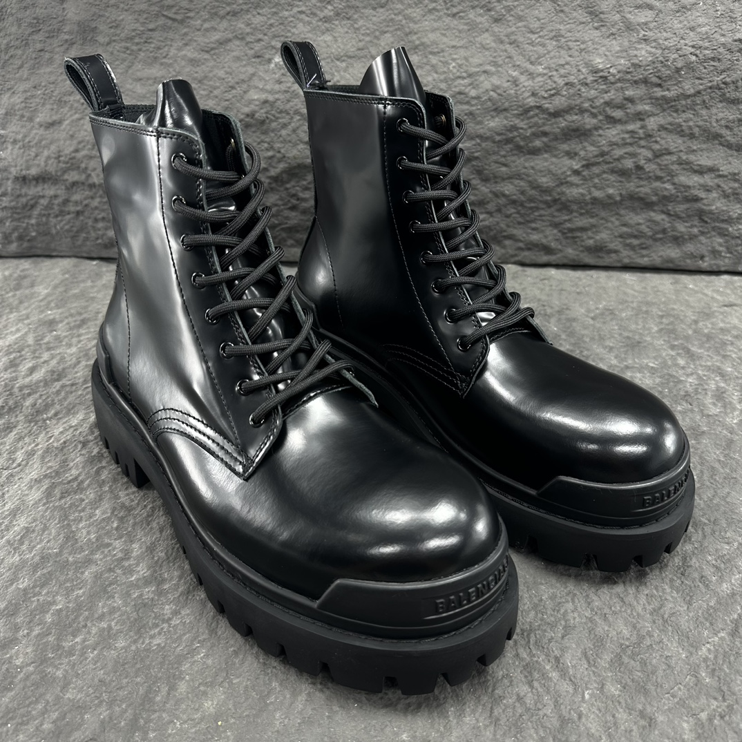 Balenciaga 巴黎世家 STRIKE  光滑 高筒 小牛皮 德比鞋 皮鞋 增高 休闲鞋 男鞋 黑色  
