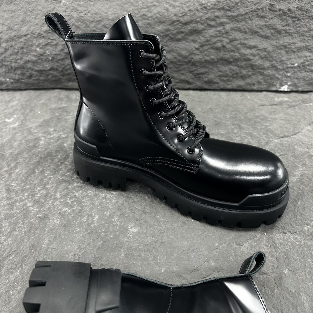 Balenciaga 巴黎世家 STRIKE  光滑 高筒 小牛皮 德比鞋 皮鞋 增高 休闲鞋 男鞋 黑色  