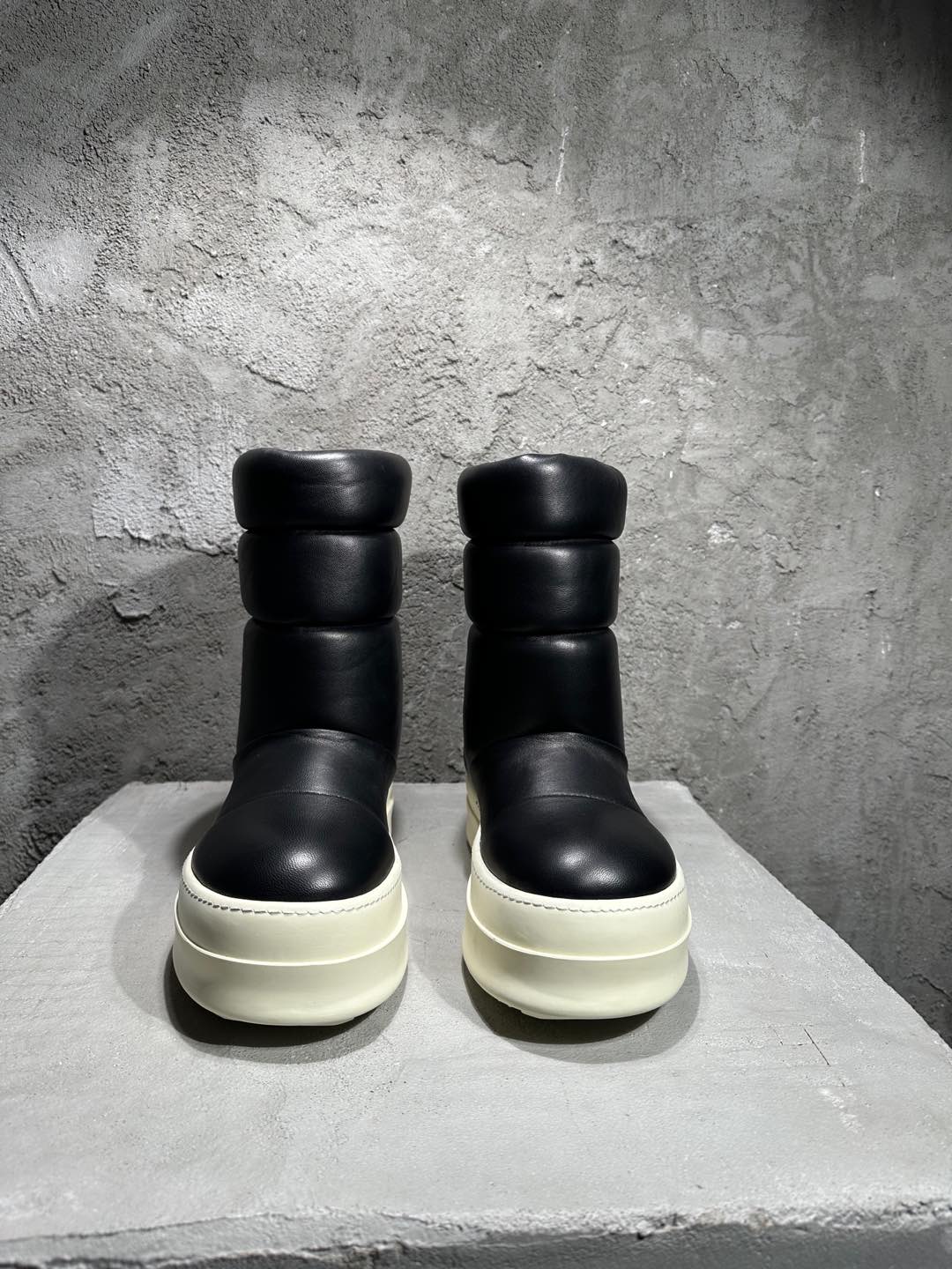 RICK OWENS RO High-Top Black 高筒 厚底 板鞋 休闲鞋 男鞋 女鞋 波鞋  皮質  RU02D6857LLP-911