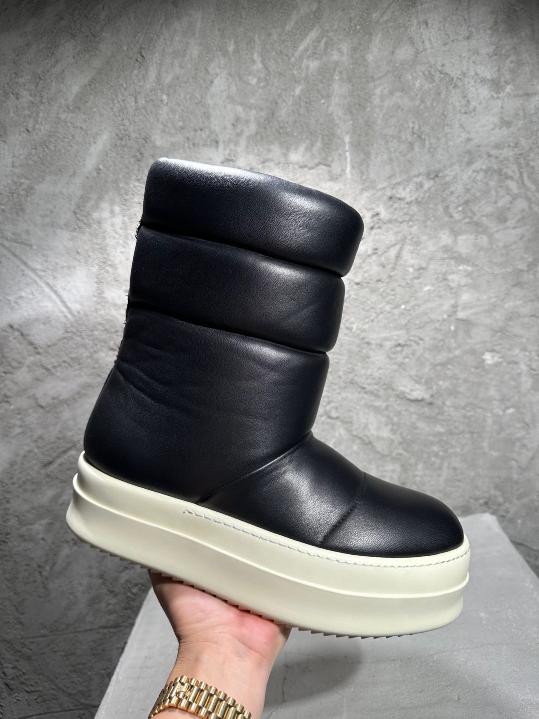 RICK OWENS RO High-Top Black 高筒 厚底 板鞋 休闲鞋 男鞋 女鞋 波鞋  皮質  RU02D6857LLP-911