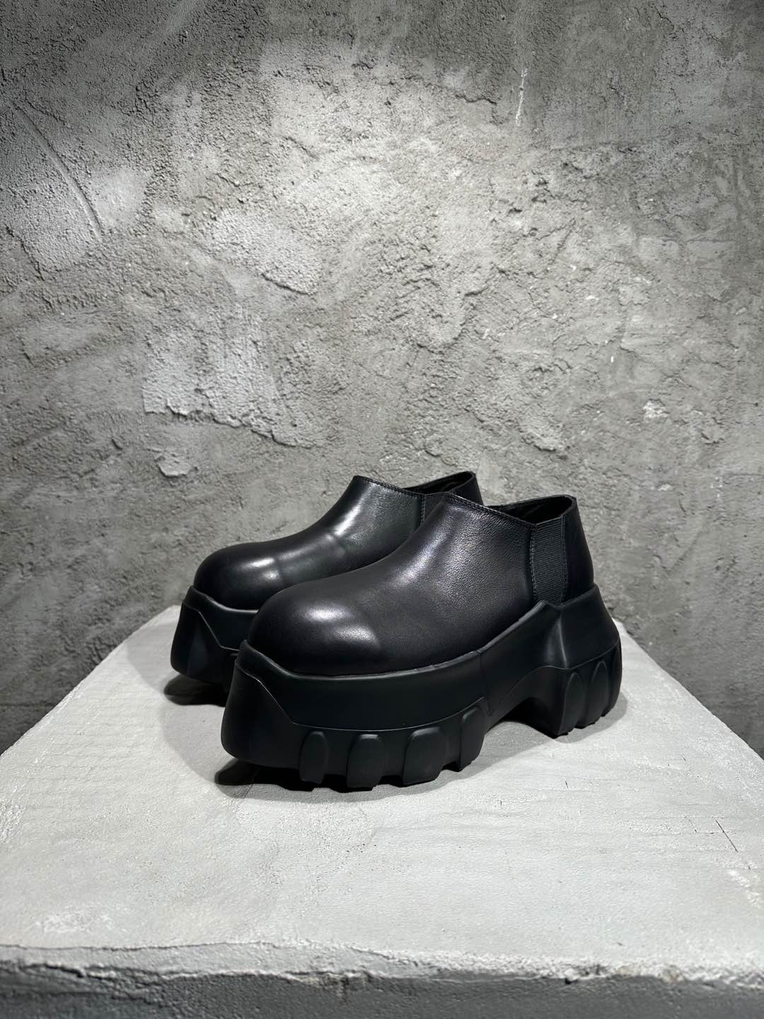 RICK OWENS RO High-Top Black Hollywood  高筒 厚底 板鞋 休闲鞋 男鞋 女鞋 波鞋  皮質 RU02D6863LOO-99