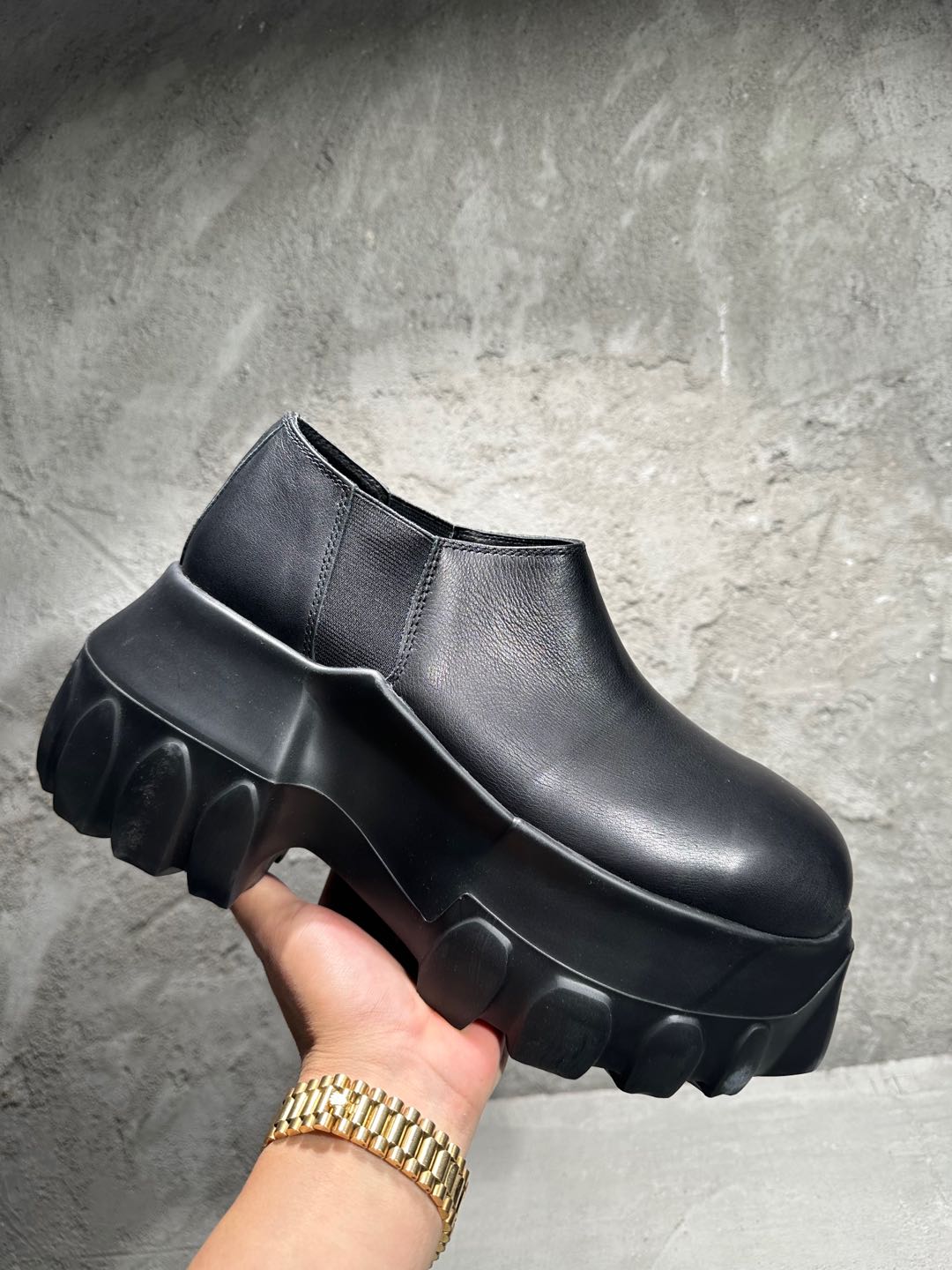 RICK OWENS RO High-Top Black Hollywood  高筒 厚底 板鞋 休闲鞋 男鞋 女鞋 波鞋  皮質 RU02D6863LOO-99