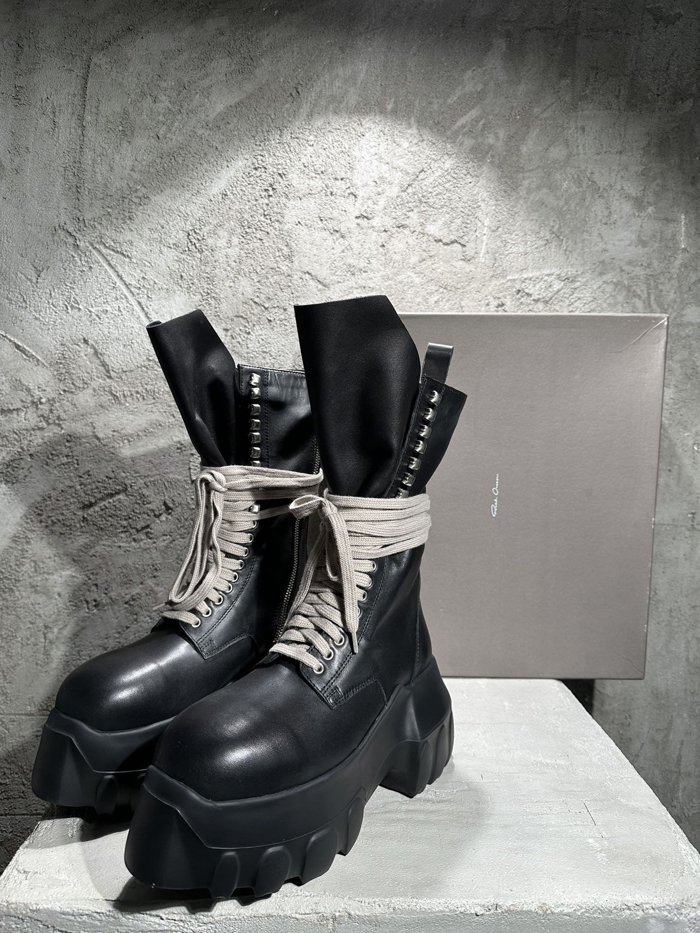 RICK OWENS RO High-Top Black 高筒 厚底 板鞋 休闲鞋 男鞋 女鞋 波鞋  皮質  RP21S3883LDE-09 RU01D3880LOO-99