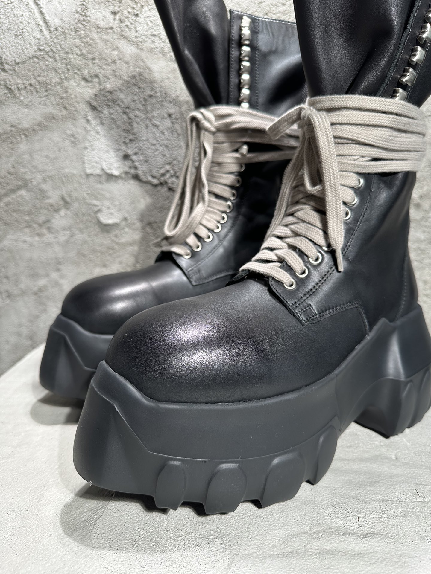 RICK OWENS RO High-Top Black 高筒 厚底 板鞋 休闲鞋 男鞋 女鞋 波鞋  皮質  RP21S3883LDE-09 RU01D3880LOO-99