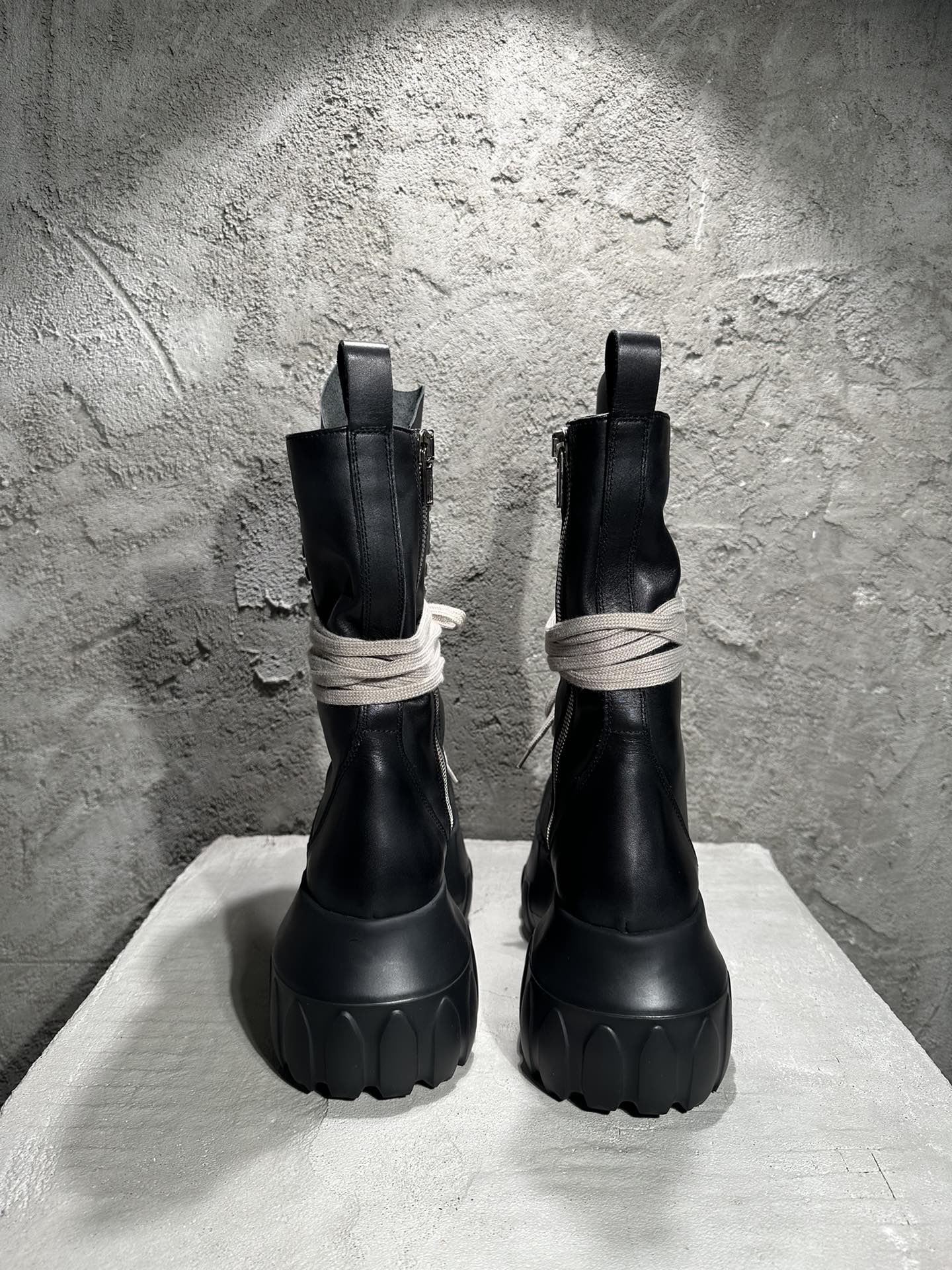 RICK OWENS RO High-Top Black 高筒 厚底 板鞋 休闲鞋 男鞋 女鞋 波鞋  皮質  RP21S3883LDE-09 RU01D3880LOO-99