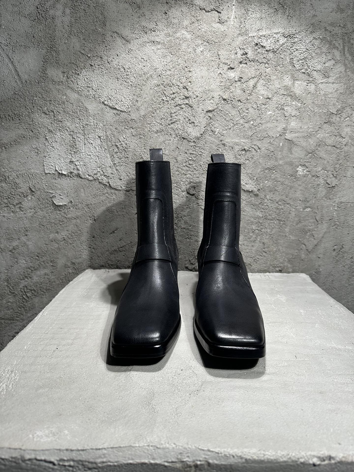 RICK OWENS RO High-Top Black 高筒 方头套筒  厚底 板鞋 休闲鞋 男鞋 女鞋 波鞋  皮質 RU01D3820LBK-09