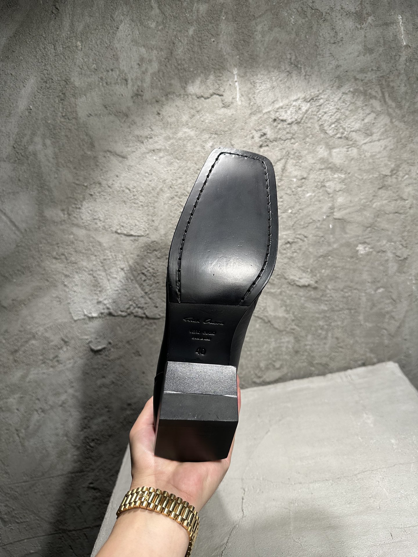 RICK OWENS RO High-Top Black 高筒 方头套筒  厚底 板鞋 休闲鞋 男鞋 女鞋 波鞋  皮質 RU01D3820LBK-09
