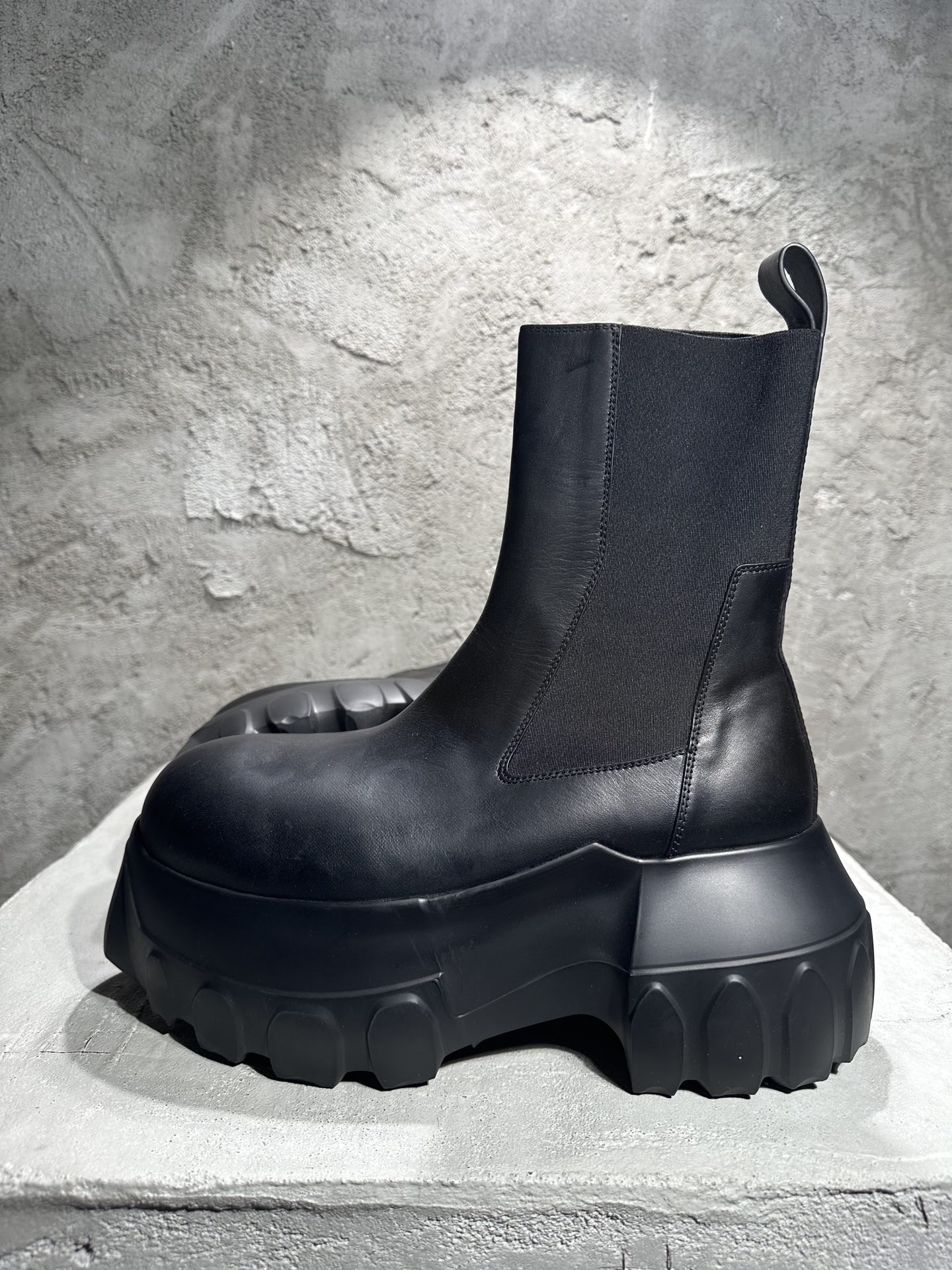 RICK OWENS RO High-Top Black 高筒 厚底 板鞋 休闲鞋 男鞋 女鞋 波鞋  皮質 RU02D6860LOO-99