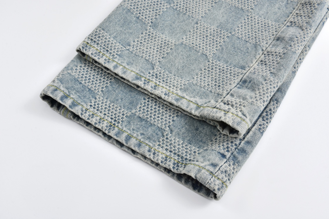 LOUIS VUITTON 路易威登 棋盘格印花图案牛仔裤 休闲裤 长裤 米色1AFQGH