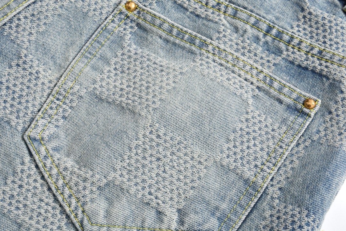 LOUIS VUITTON 路易威登 棋盘格印花图案牛仔裤 休闲裤 长裤 米色1AFQGH