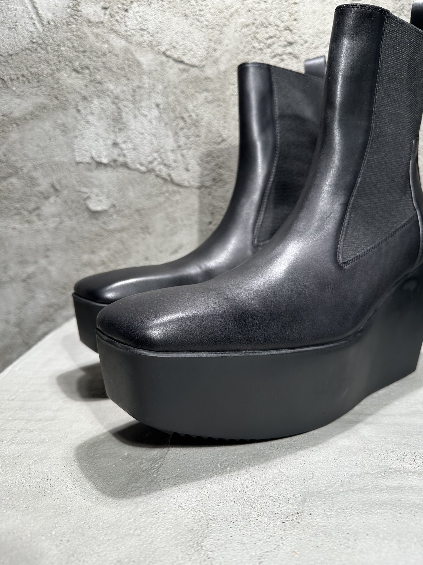  RICK OWENS RO High-Top Black 高筒 厚底 板鞋 休闲鞋 男鞋 女鞋 波鞋  皮質 切尔西靴 RU01E5851LOO-09