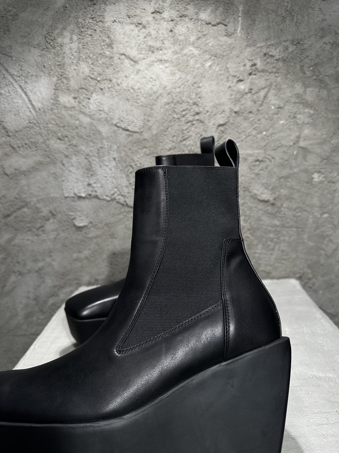  RICK OWENS RO High-Top Black 高筒 厚底 板鞋 休闲鞋 男鞋 女鞋 波鞋  皮質 切尔西靴 RU01E5851LOO-09