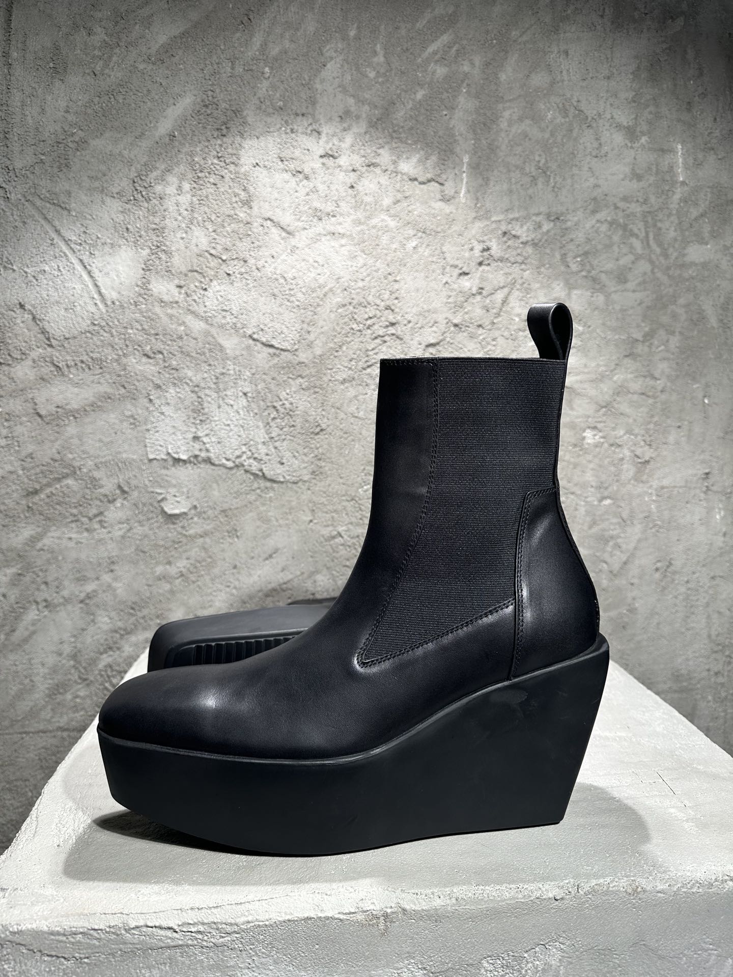  RICK OWENS RO High-Top Black 高筒 厚底 板鞋 休闲鞋 男鞋 女鞋 波鞋  皮質 切尔西靴 RU01E5851LOO-09