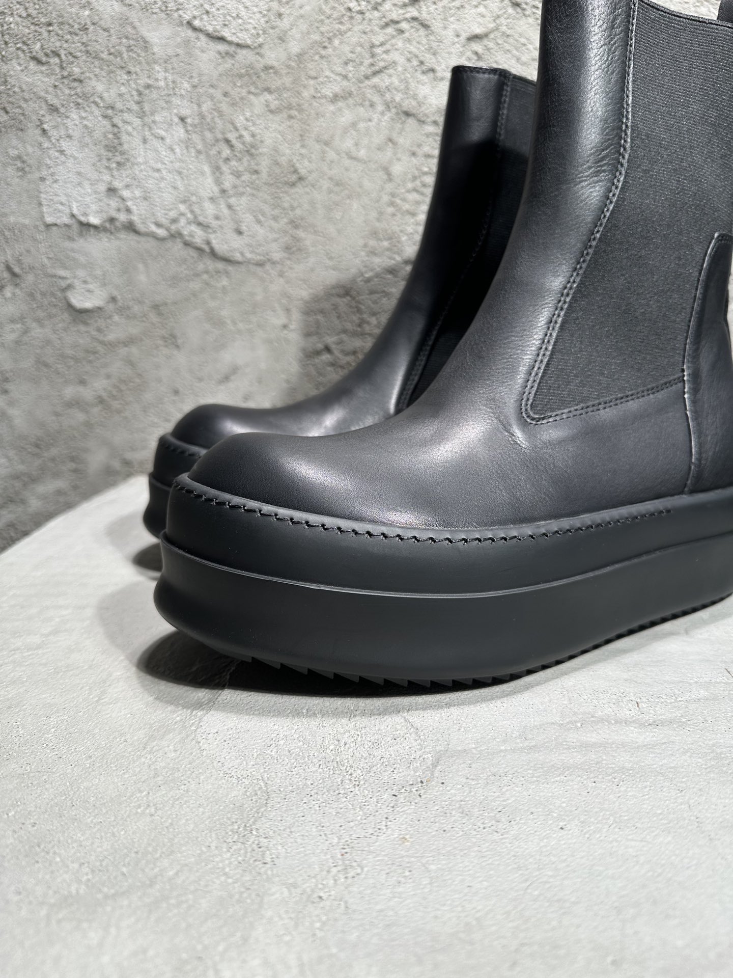 RICK OWENS RO High-Top Black 高筒 厚底 板鞋 休闲鞋 男鞋 女鞋 波鞋  皮質 切尔西靴 RP02D3850LCO-99 