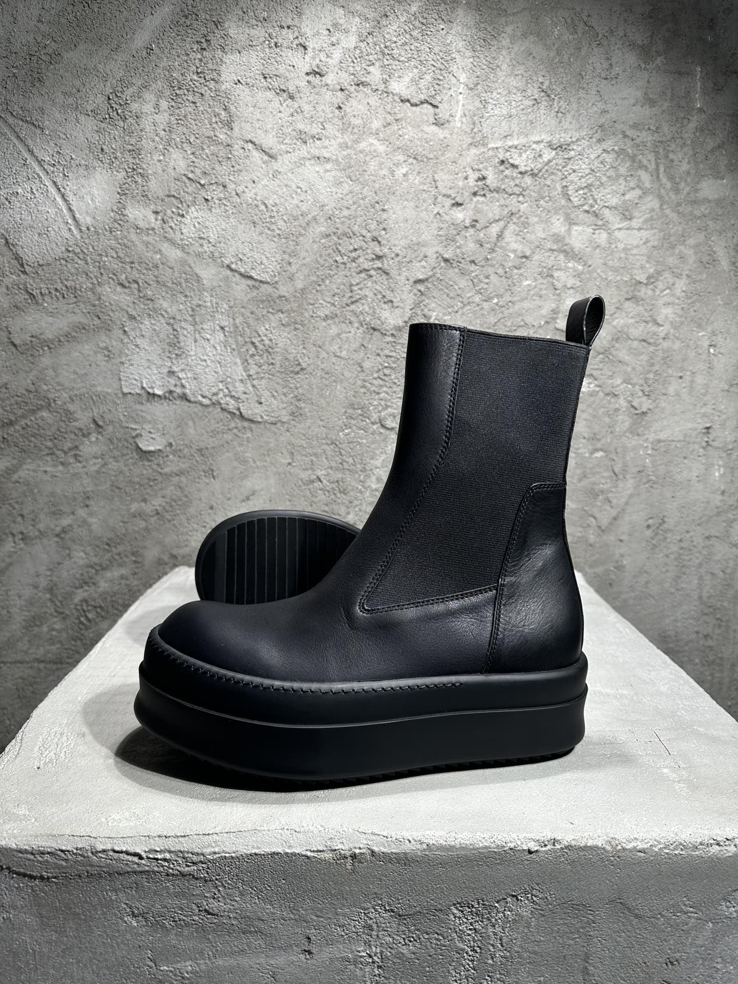 RICK OWENS RO High-Top Black 高筒 厚底 板鞋 休闲鞋 男鞋 女鞋 波鞋  皮質 切尔西靴 RP02D3850LCO-99 