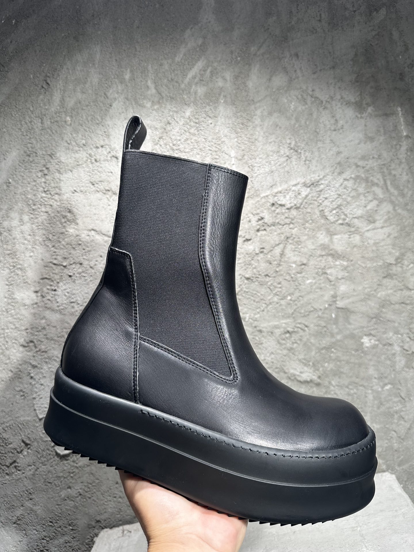 RICK OWENS RO High-Top Black 高筒 厚底 板鞋 休闲鞋 男鞋 女鞋 波鞋  皮質 切尔西靴 RP02D3850LCO-99 
