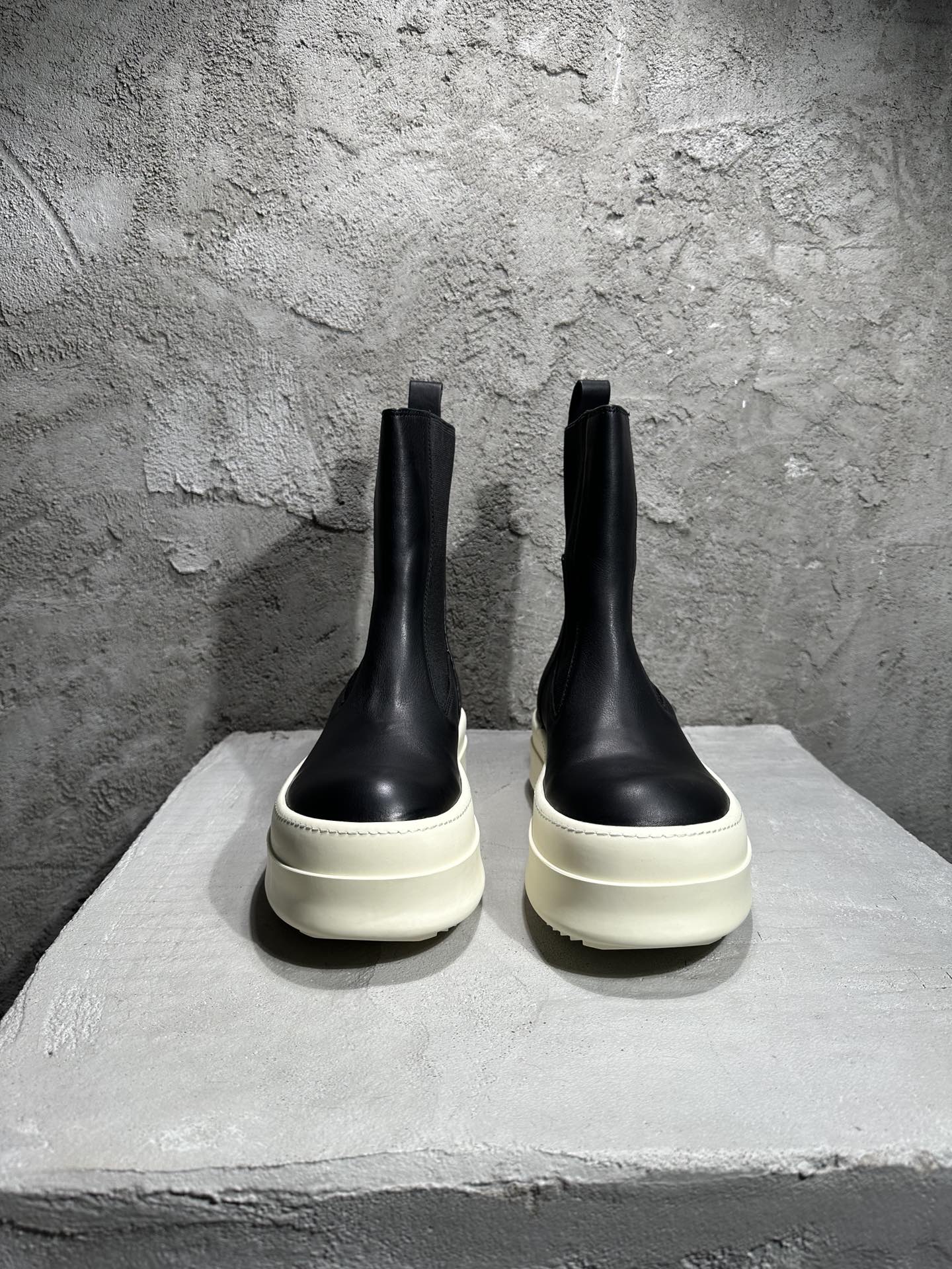 RICK OWENS RO High-Top Black 高筒 厚底 板鞋 休闲鞋 男鞋 女鞋 波鞋  皮質 切尔西靴 黑白 DS20F1806RUH-91
