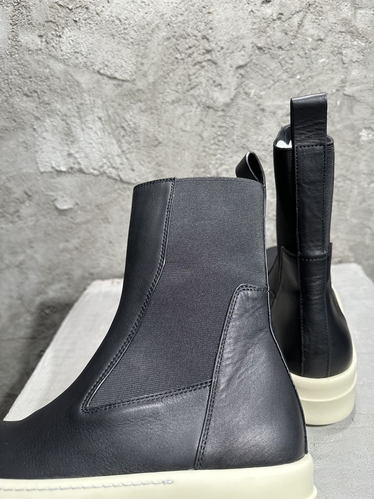 RICK OWENS RO High-Top Black 高筒 厚底 板鞋 休闲鞋 男鞋 女鞋 波鞋  皮質 切尔西靴 黑白 DS20F1806RUH-91
