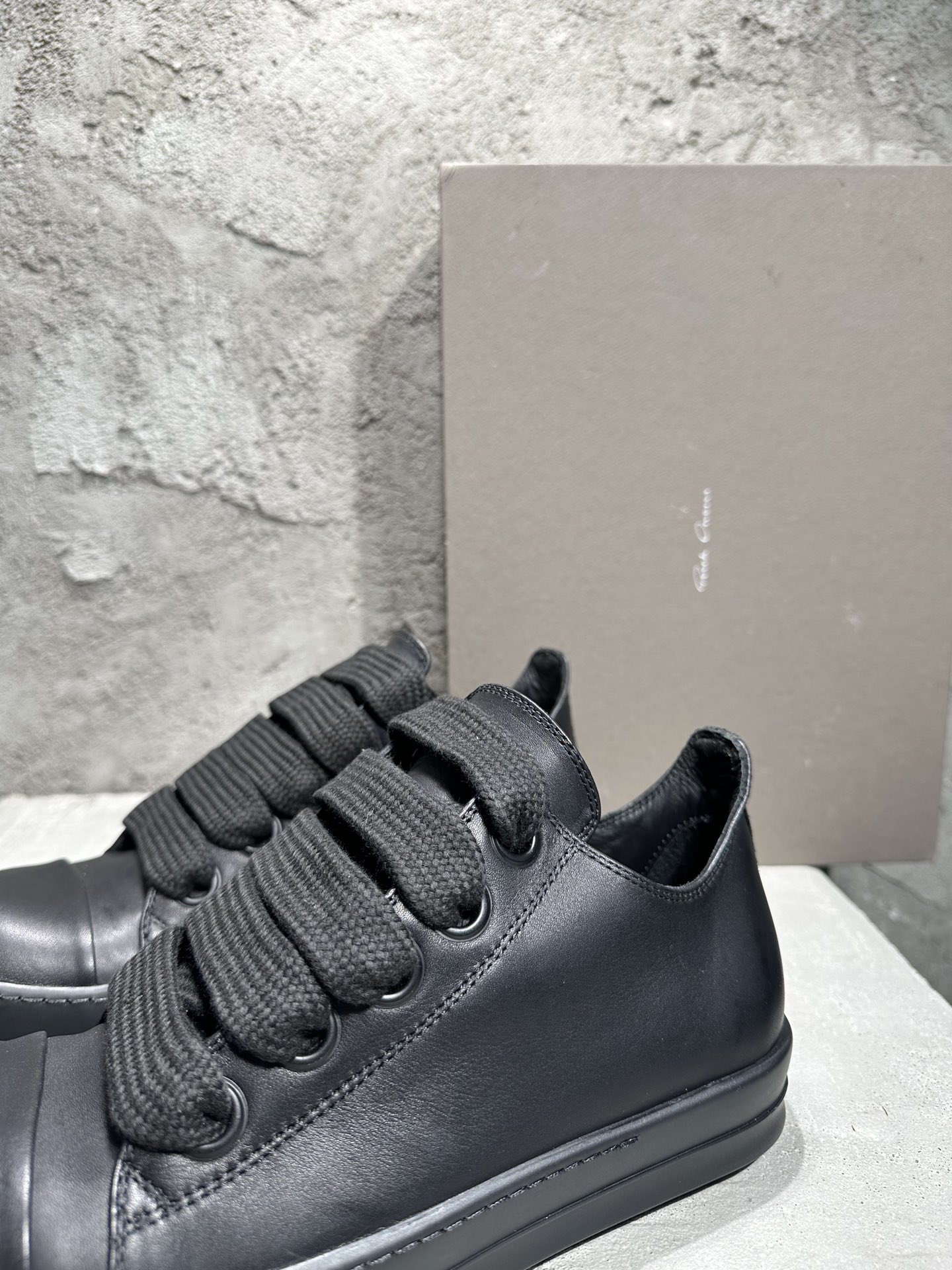 RICK OWENS RO High-Top Black 低筒 厚底 板鞋 休闲鞋 男鞋 女鞋 波鞋  皮質   黑 RU01D3893LCOW2-9999