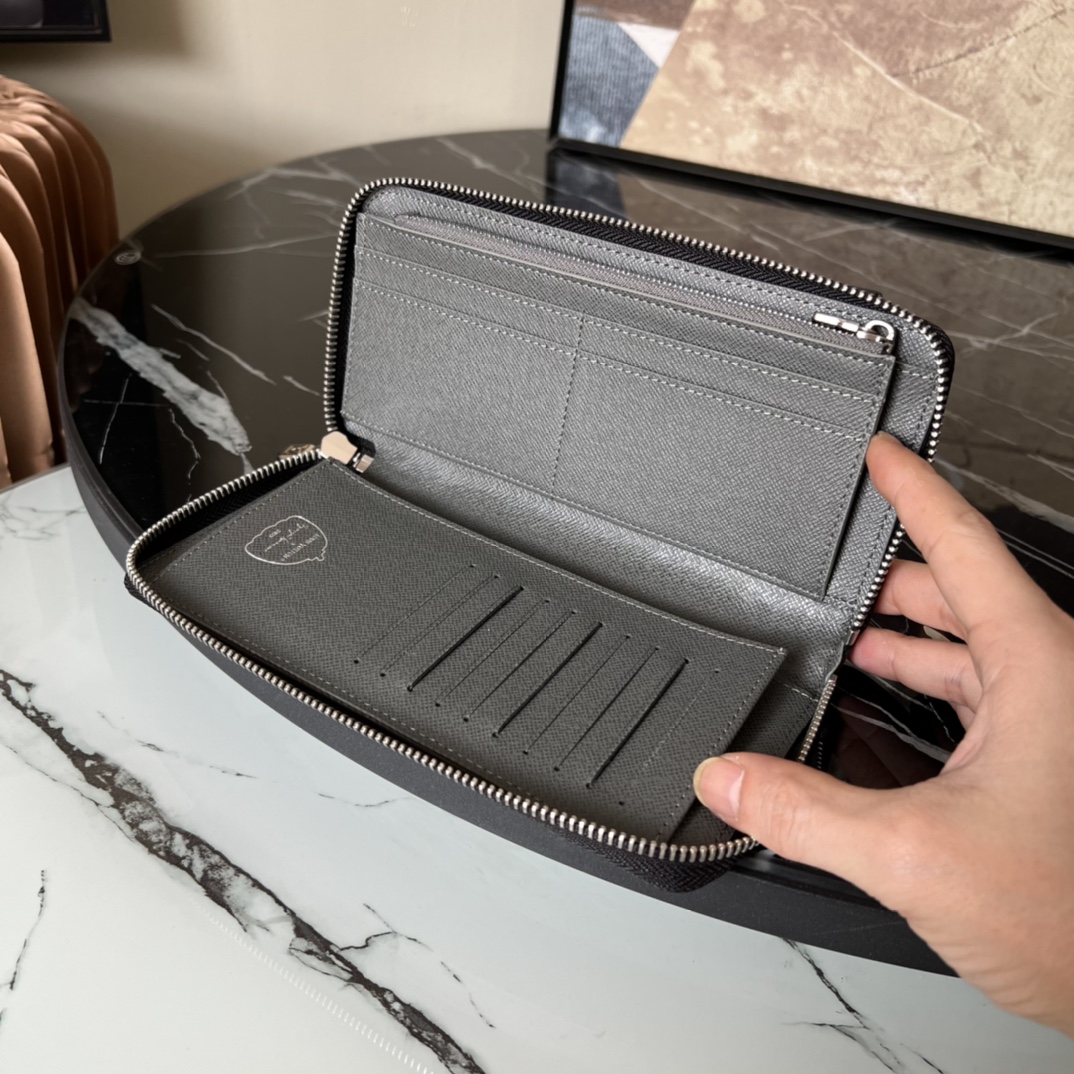 LOUIS VUITTON x Yayoi Kusama Zippy Vertical Wallet 彩色南瓜老花满印 涂层帆布拼皮  路易威登 钱包  长夹 草间弥生 灰色 M81971