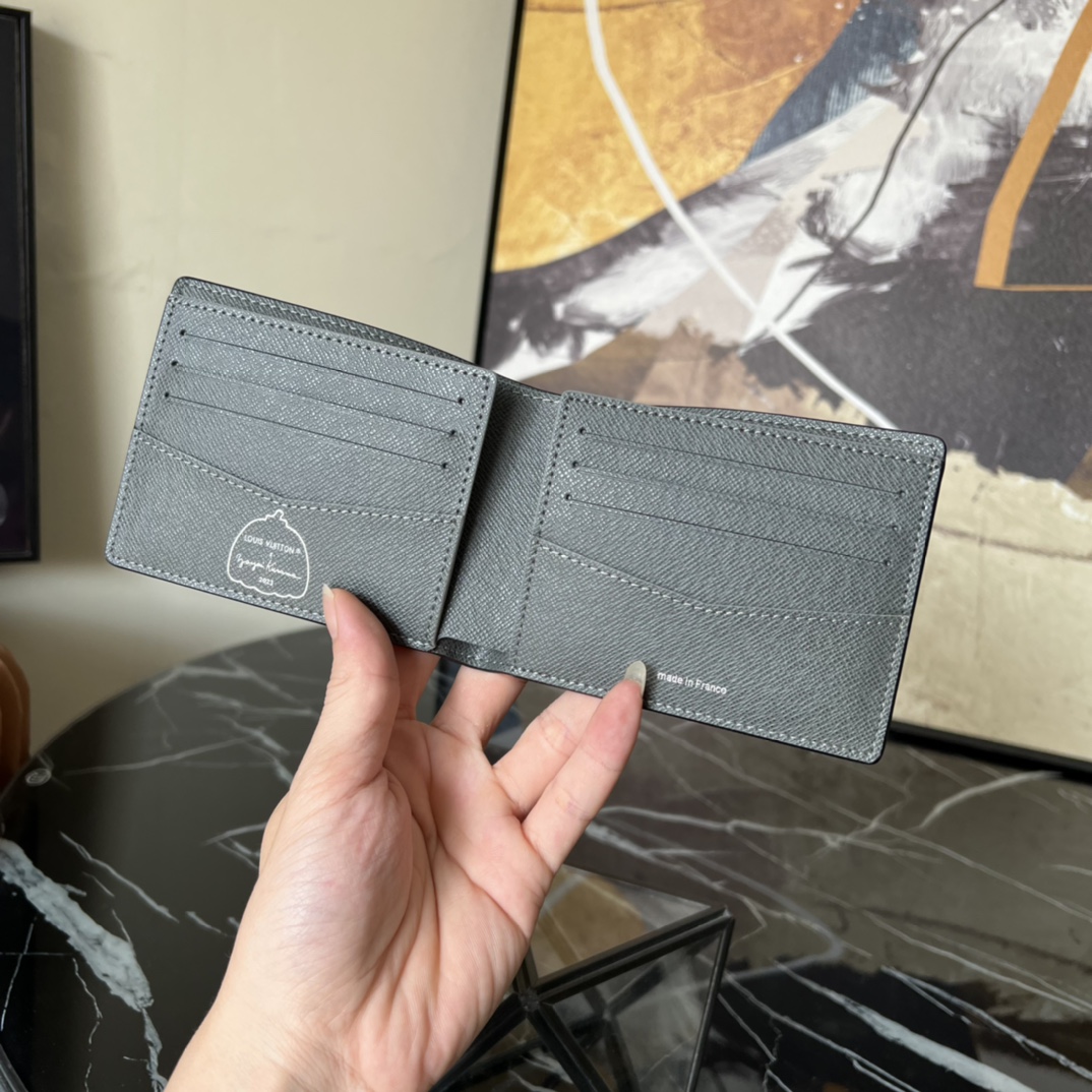 LOUIS VUITTON x Yayoi Kusama Zippy Vertical Wallet 彩色南瓜老花满印 涂层帆布拼皮  路易威登 钱包  短夹  草间弥生 灰色 M81967