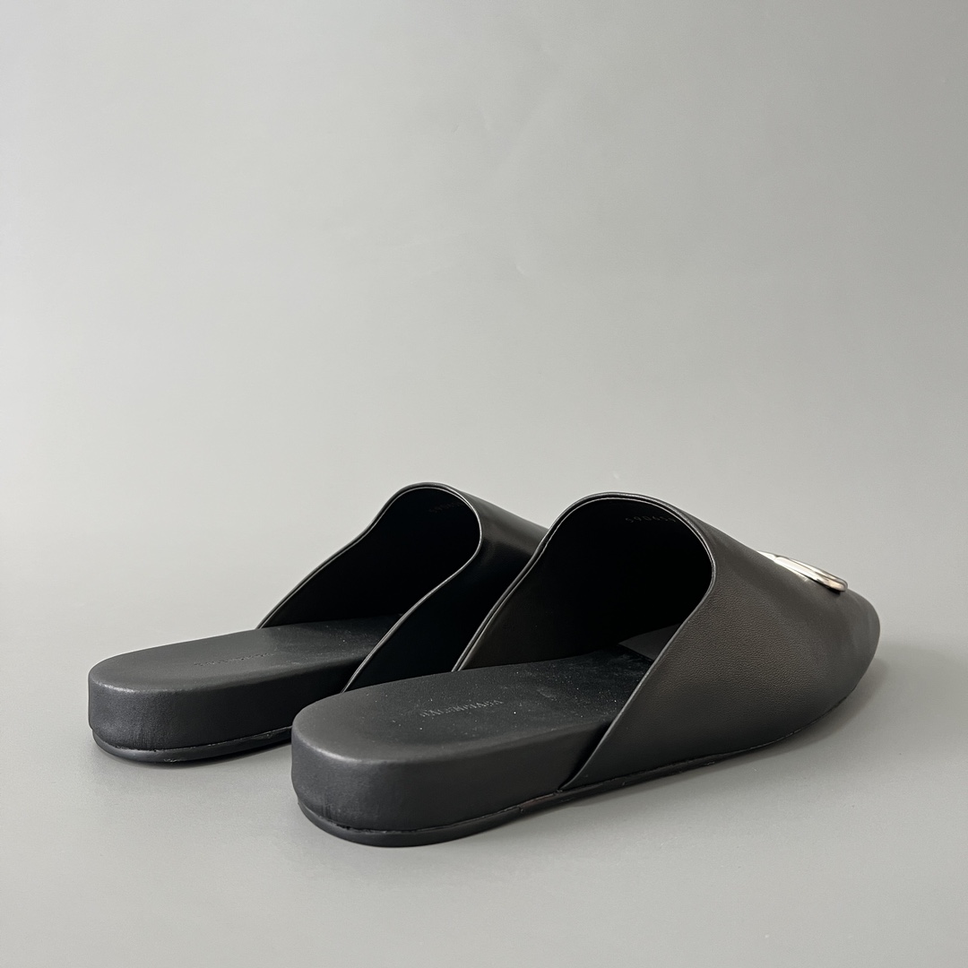 Balenciaga COSY 巴黎世家 低筒 小牛皮 平底 速干包头拖鞋 凉拖 男款 黑色 590659WA7211081