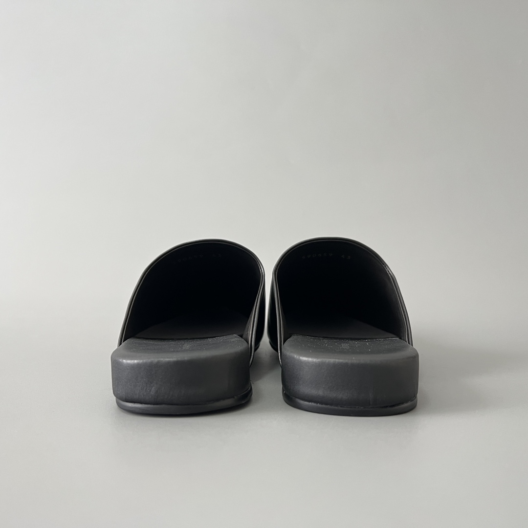 Balenciaga COSY 巴黎世家 低筒 小牛皮 平底 速干包头拖鞋 凉拖 男款 黑色 590659WA7211081