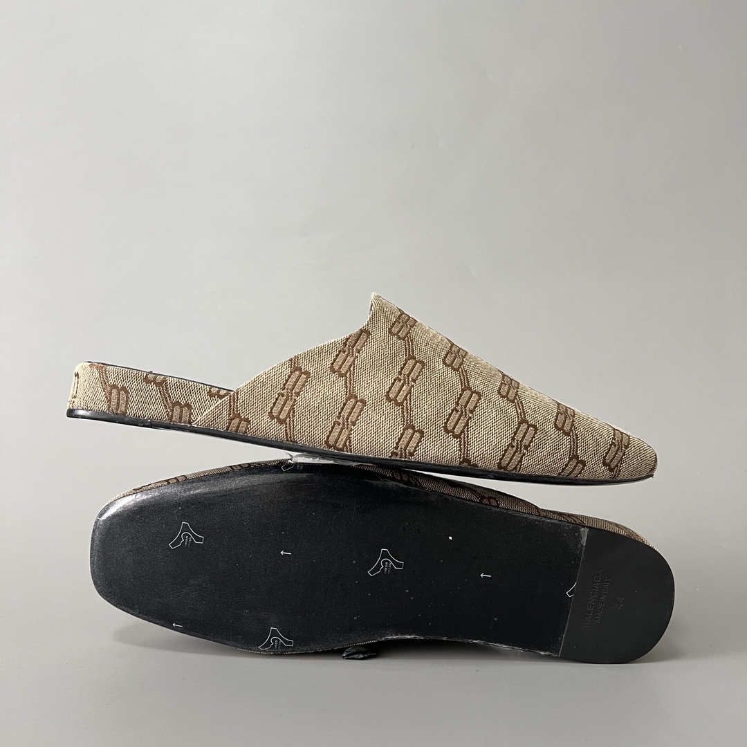 Balenciaga COSY 巴黎世家 低筒 小牛皮 平底 速干包头拖鞋 凉拖 男款 棕色 636605W2I103020