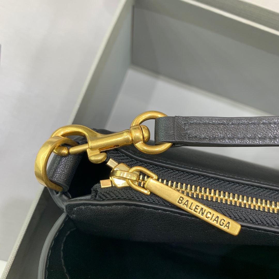 Balencia Rodeo 巴黎世家 皮革  牛皮 时尚 手机包 单肩包 斜跨 手提包 腰包 男女同款 黑色 金色 8141112ABKX1000