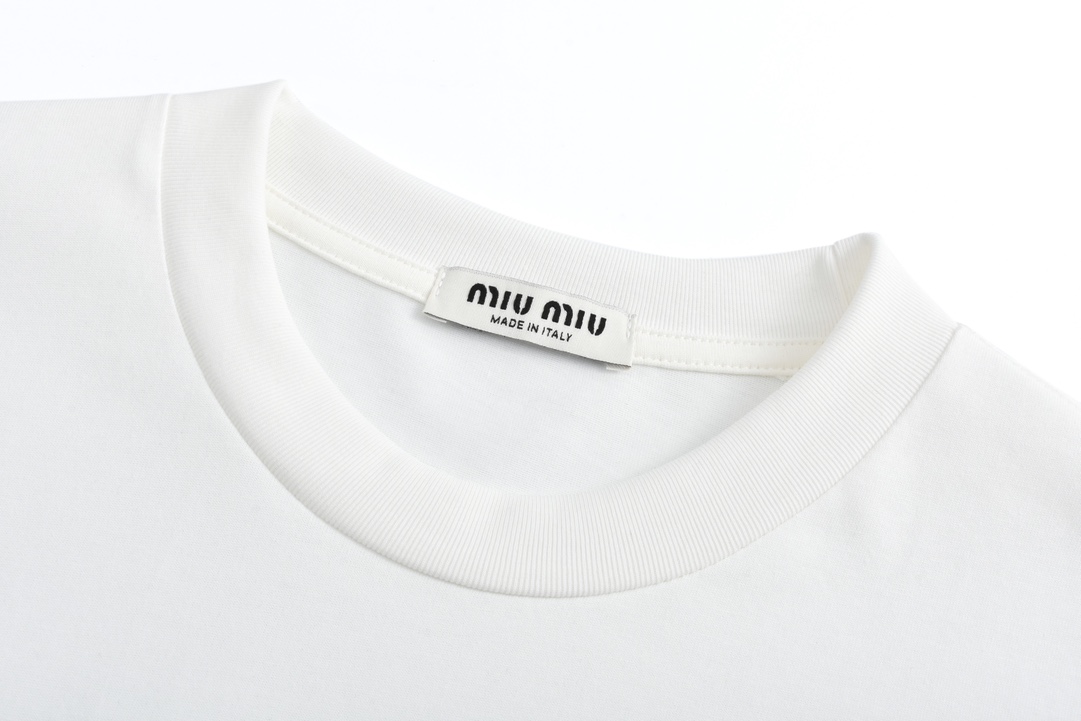 MIU MIU 缪缪 小刺绣 长袖 T恤 休闲 圆领 黑色 白色 