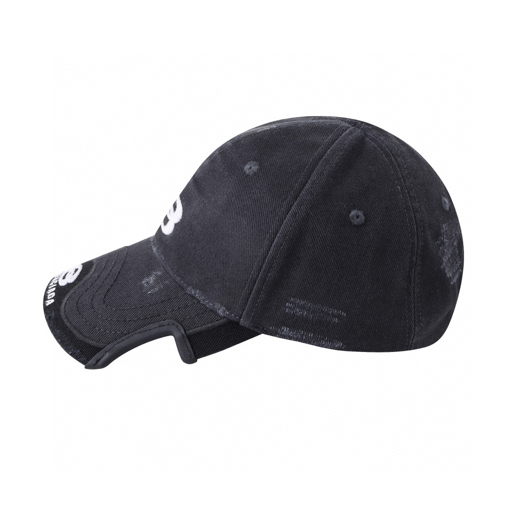  Balenciaga 巴黎世家微标设计 鸭舌帽 做旧复古 双环拼接做旧棒球帽 808790410B21078