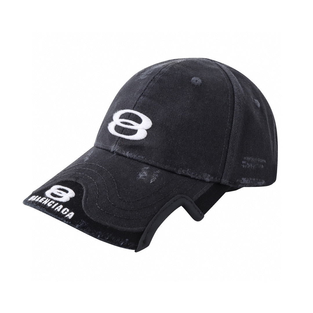  Balenciaga 巴黎世家微标设计 鸭舌帽 做旧复古 双环拼接做旧棒球帽 808790410B21078